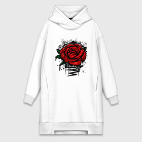 Платье-худи хлопок с принтом Красная Роза | Red Rose в городе Новоалтайск,  |  | flower | flowers | green | nature | pattern | red | rose | roses | spring | summer | весна | зеленый | краски | красная | лето | листва | листья | паттерн | природа | роза | розы | узор | фауна | флора | цветок | цветы