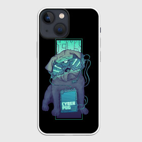 Чехол для iPhone 13 mini с принтом Cyber Pubg | Кибер Мопс в городе Новоалтайск,  |  | 2077 | animal | cyber | cyberpunk | dog | future | neon | pug | technology | будущее | животное | кибер | микросхема | мопс | нейроны | неон | очки | пес | свечение | собака | технологии | шлем