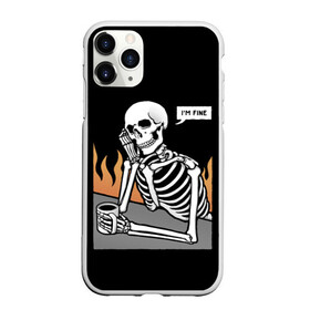 Чехол для iPhone 11 Pro матовый с принтом Я В Порядке в городе Новоалтайск, Силикон |  | Тематика изображения на принте: bones | fine | fire | flame | im | skeleton | skull | апатия | в | депрессия | кости | кружка | настроение | огонь | пламя | пожар | порядке | прострация | скелет | череп | эмоции | я