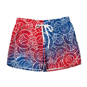 Женские шорты 3D с принтом ФК ПСЖ / PARIS SAINT GERMAIN в городе Новоалтайск, 100% полиэстер | прямой крой, два кармана без застежек по бокам. Мягкая трикотажная резинка на поясе, внутри которой широкие завязки. Длина до середины бедра | fifa. | football | paris saint germain football club | psg | sport | uefa | английская премьер лига | лига финал | матч | спорт | уефа | финал | фифа | фк парии сен жермен | фк псж | футбол