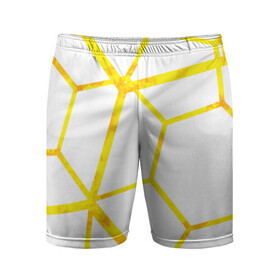 Мужские шорты спортивные с принтом Hexagon в городе Новоалтайск,  |  | hexagon | high tech | lines | sun | yellow | линии | многоугольник | насыщенный желтый | паутина | солнце | хай тек | шестиугольник | яркий