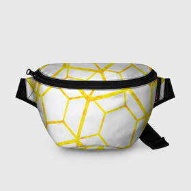 Поясная сумка 3D с принтом Hexagon в городе Новоалтайск, 100% полиэстер | плотная ткань, ремень с регулируемой длиной, внутри несколько карманов для мелочей, основное отделение и карман с обратной стороны сумки застегиваются на молнию | hexagon | high tech | lines | sun | yellow | линии | многоугольник | насыщенный желтый | паутина | солнце | хай тек | шестиугольник | яркий