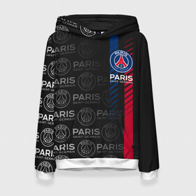 Женская толстовка 3D с принтом ФК ПСЖ PARIS SAINT GERMAIN в городе Новоалтайск, 100% полиэстер  | двухслойный капюшон со шнурком для регулировки, мягкие манжеты на рукавах и по низу толстовки, спереди карман-кенгуру с мягким внутренним слоем. | fifa. | football | paris saint germain football club | psg | sport | uefa | английская премьер лига | лига финал | матч | спорт | уефа | финал | фифа | фк парии сен жермен | фк псж | футбол