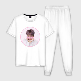 Мужская пижама хлопок с принтом Sweet Namjoon в городе Новоалтайск, 100% хлопок | брюки и футболка прямого кроя, без карманов, на брюках мягкая резинка на поясе и по низу штанин
 | bts | pop | битиэс | бтс | ви | джей хоуп | джонгук | корейцы | музыка | поп | попса | рм | чимин | чин сюги