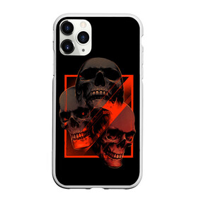 Чехол для iPhone 11 Pro матовый с принтом Skulls | Черепа в городе Новоалтайск, Силикон |  | bones | dark | darkness | dead | death | head | human | red | skull | skulls | голова | кости | красный | мертвец | мертвый | темнота | темный | тьма | человек | череп | черепа