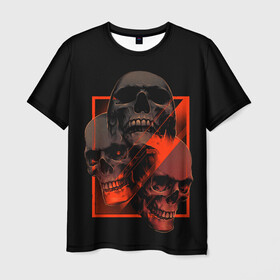 Мужская футболка 3D с принтом Skulls | Черепа в городе Новоалтайск, 100% полиэфир | прямой крой, круглый вырез горловины, длина до линии бедер | bones | dark | darkness | dead | death | head | human | red | skull | skulls | голова | кости | красный | мертвец | мертвый | темнота | темный | тьма | человек | череп | черепа