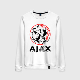 Женский свитшот хлопок с принтом FC AJAX AMSTERDAM / ФК АЯКС в городе Новоалтайск, 100% хлопок | прямой крой, круглый вырез, на манжетах и по низу широкая трикотажная резинка  | ajax amsterdam | fifa | football | football club. | sport | uefa | английская премьер лига | аякс амстердам | лига финал | матч | спорт | уефа | финал | фифа | футбол | футбольный клуб