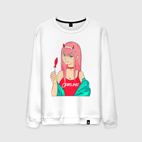 Мужской свитшот хлопок с принтом Zero Two Art в городе Новоалтайск, 100% хлопок |  | anime | art | chan | darling in france | pilot | zero two | аниме | арт | милый во франксе | ноль два | пилот | тян