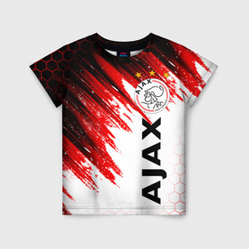 Детская футболка 3D с принтом FC AJAX AMSTERDAM / ФК АЯКС в городе Новоалтайск, 100% гипоаллергенный полиэфир | прямой крой, круглый вырез горловины, длина до линии бедер, чуть спущенное плечо, ткань немного тянется | ajax amsterdam | fifa | football | football club. | sport | uefa | английская премьер лига | аякс амстердам | лига финал | матч | спорт | уефа | финал | фифа | футбол | футбольный клуб