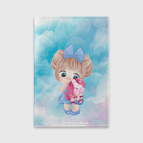 Обложка для паспорта матовая кожа с принтом Девочка и пони в городе Новоалтайск, натуральная матовая кожа | размер 19,3 х 13,7 см; прозрачные пластиковые крепления | арт | графика | девочка | единорог | мультяшка | пони