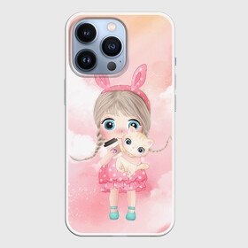 Чехол для iPhone 13 Pro с принтом Лучшие друзья в городе Новоалтайск,  |  | Тематика изображения на принте: арт | графика | девочка | кот | котенок | котэ | мультяшка