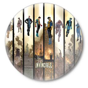 Значок с принтом Неуязвимый (Invincible) в городе Новоалтайск,  металл | круглая форма, металлическая застежка в виде булавки | damien darkblood | invincible | дэмиен даркблад | мультсериал | непобедимый | неуязвимый