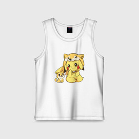 Детская майка хлопок с принтом Пикачу с собачкой в городе Новоалтайск,  |  | anime | picachu | pikachu | аниме | милый | пика | пикачу | покебол | покемон