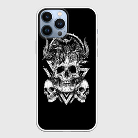 Чехол для iPhone 13 Pro Max с принтом Черепа и Вороны | Skulls Raven в городе Новоалтайск,  |  | Тематика изображения на принте: skulls | xo | вороны | градиент | животные | кости | мозги | паттерн | полосы | природа | птицы | скелет | текстура | узор | хо | чб | черепа | черный