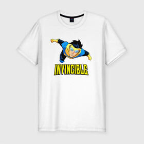 Мужская футболка хлопок Slim с принтом Неуязвимый (Invincible) в городе Новоалтайск, 92% хлопок, 8% лайкра | приталенный силуэт, круглый вырез ворота, длина до линии бедра, короткий рукав | damien darkblood | invincible | superman | марк грэйсон | мультсериал | неуязвимый | супергерой