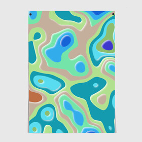 Постер с принтом РазноцВетная абстракция в городе Новоалтайск, 100% бумага
 | бумага, плотность 150 мг. Матовая, но за счет высокого коэффициента гладкости имеет небольшой блеск и дает на свету блики, но в отличии от глянцевой бумаги не покрыта лаком | зеленый | разноцветный | синий