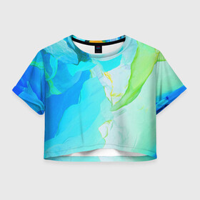 Женская футболка Crop-top 3D с принтом Что то необычНое в городе Новоалтайск, 100% полиэстер | круглая горловина, длина футболки до линии талии, рукава с отворотами | зеленый | лето | необычное | синий