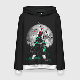 Женская толстовка 3D с принтом Moon Slayer в городе Новоалтайск, 100% полиэстер  | двухслойный капюшон со шнурком для регулировки, мягкие манжеты на рукавах и по низу толстовки, спереди карман-кенгуру с мягким внутренним слоем. | kimetsu | moon | no | yaiba | ветра | воды | гёмей | гию | демонов | звука | зеницу | змеи | иноске | камня | кёджиро | клинок | луна | любви | мицури | мудзан | музан | муичиро | насекомого | незуко | обанай | пламени