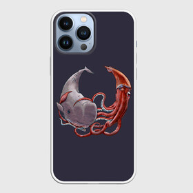 Чехол для iPhone 13 Pro Max с принтом Naval Confrontation в городе Новоалтайск,  |  | Тематика изображения на принте: animal | battle | bottom | confrontation | depth | fin | kraken | mammal | ocean | octopus | sea | tentacles | water | whale | бой | вода | глубина | дно | животное | кит | кракен | млекопитающее | море | океан | осьминог | плавник | противостояние | щупа