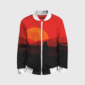 Детский бомбер 3D с принтом RDR2 в городе Новоалтайск, 100% полиэстер | застегивается на молнию, по бокам два кармана без застежек, мягкие манжеты, по низу бомбера и на воротнике — эластичная резинка | gamer | games | rdr2 | red dead | rockstar | social club