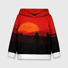 Детская толстовка 3D с принтом RDR2 в городе Новоалтайск, 100% полиэстер | двухслойный капюшон со шнурком для регулировки, мягкие манжеты на рукавах и по низу толстовки, спереди карман-кенгуру с мягким внутренним слоем | Тематика изображения на принте: gamer | games | rdr2 | red dead | rockstar | social club