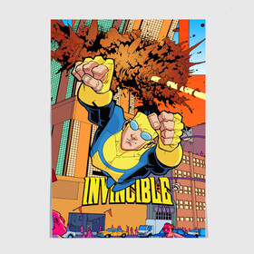 Постер с принтом Неуязвимый (Invincible) в городе Новоалтайск, 100% бумага
 | бумага, плотность 150 мг. Матовая, но за счет высокого коэффициента гладкости имеет небольшой блеск и дает на свету блики, но в отличии от глянцевой бумаги не покрыта лаком | damien darkblood | invincible | дэмиен даркблад | мультсериал | непобедимый | неуязвимый