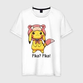 Мужская футболка хлопок с принтом Пикачу Pika? Pika! в городе Новоалтайск, 100% хлопок | прямой крой, круглый вырез горловины, длина до линии бедер, слегка спущенное плечо. | anime | picachu | pikachu | аниме | милый | пика | пикачу | покебол | покемон