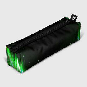 Пенал школьный 3D с принтом Зеленый огонь в городе Новоалтайск, 100% полиэстер | плотная ткань, застежка на молнии | 3d | 3д | sport | абстракция | линии | паттерн | соты | спортивный стиль | текстуры