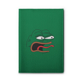 Обложка для автодокументов с принтом Pepe skin в городе Новоалтайск, натуральная кожа |  размер 19,9*13 см; внутри 4 больших “конверта” для документов и один маленький отдел — туда идеально встанут права | Тематика изображения на принте: kekw | mem | pepe | smile | smiles | twitch | мемы | пепе | рофлан | смайл | смайлы | твитч