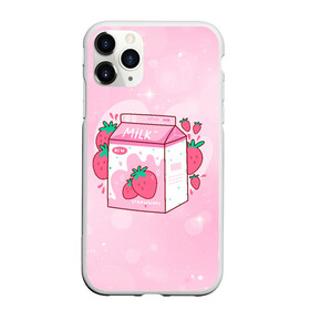 Чехол для iPhone 11 Pro Max матовый с принтом Клубничное молоко в коробке в городе Новоалтайск, Силикон |  | еда | коробка | молоко | молочко | персик | персиковое молоко