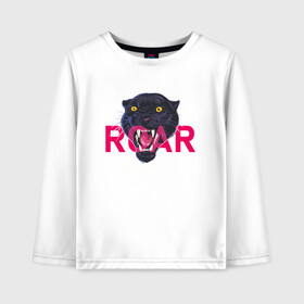 Детский лонгслив хлопок с принтом Пантера ROAR в городе Новоалтайск, 100% хлопок | круглый вырез горловины, полуприлегающий силуэт, длина до линии бедер | roar | багира | голова пантеры | животное | кошка | пантера