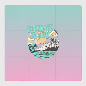 Магнитный плакат 3Х3 с принтом VENICE BEACH в городе Новоалтайск, Полимерный материал с магнитным слоем | 9 деталей размером 9*9 см | venice | восход | закат | море | небо | отдых | пальмы | пляж | природа | солнце