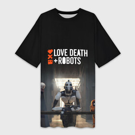 Платье-футболка 3D с принтом Love, Death and Robots в городе Новоалтайск,  |  | cartoon | death | fantasy | heavy | horror | metal | miller | netflix | robots | tim | witness | любовь | миллер | мультфильм | робот | роботы | тим | ужасы | фэнтези