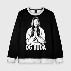 Детский свитшот 3D с принтом OG Buda в городе Новоалтайск, 100% полиэстер | свободная посадка, прямой крой, мягкая тканевая резинка на рукавах и понизу свитшота | og buda | rap | буда | григорий ляхов | музыка | ог буда | певец | русский рэп | рэп | рэпер