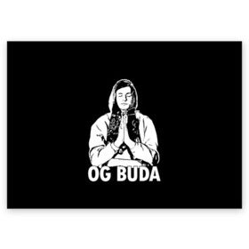 Поздравительная открытка с принтом OG Buda в городе Новоалтайск, 100% бумага | плотность бумаги 280 г/м2, матовая, на обратной стороне линовка и место для марки
 | Тематика изображения на принте: og buda | rap | буда | григорий ляхов | музыка | ог буда | певец | русский рэп | рэп | рэпер