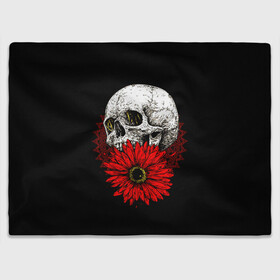 Плед 3D с принтом Череп и Красный Цветок Skull в городе Новоалтайск, 100% полиэстер | закругленные углы, все края обработаны. Ткань не мнется и не растягивается | flowers | head | skulls | букет | голова | животные | кости | мозги | паттерн | полосы | природа | розы | скелет | текстура | узор | флора | хо | цветы | черепа | черный | яркий