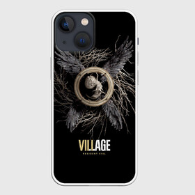 Чехол для iPhone 13 mini с принтом Resident Evil Village в городе Новоалтайск,  |  | resident evil village | деревня | компьютерная игра | обитель зла | сухие ветки | черные крылья | эмблема