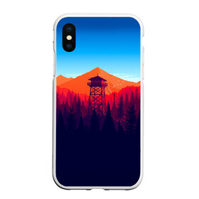 Чехол для iPhone XS Max матовый с принтом Одинокая вышка в городе Новоалтайск, Силикон | Область печати: задняя сторона чехла, без боковых панелей | firewatch | gamer | games | valve | вечер | закат | отпуск