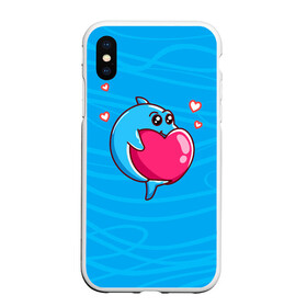 Чехол для iPhone XS Max матовый с принтом Дельфин с сердечком в городе Новоалтайск, Силикон | Область печати: задняя сторона чехла, без боковых панелей | dolphin | дельфин | дельфинчик | море | морские | на голубом | с дельфином | с сердцем | сердечко