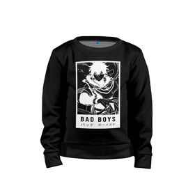 Детский свитшот хлопок с принтом BAD BOYS Чёрный клевер в городе Новоалтайск, 100% хлопок | круглый вырез горловины, эластичные манжеты, пояс и воротник | asta | black bulls | black clover | quartet knights | yuno | акума | аниме | аста | блэк кловер | буракку куро:ба | демон | королевство клевера | король магов | лихт | магна | манга | пятилистник | черный бык | чёрный клев
