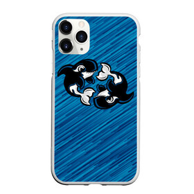 Чехол для iPhone 11 Pro матовый Две косатки: в городе Новоалтайск, Силикон | | whale | кит | косатка | косатки | на синем | с косатками