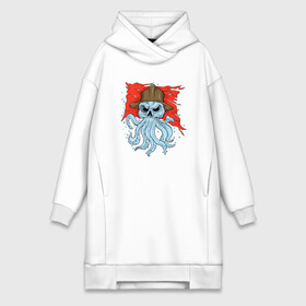 Платье-худи хлопок с принтом Осьминог в каске в городе Новоалтайск,  |  | cute | octopus | pirat | в каске | кракен | осьминог | осьминожка | пират | скелет | череп | щупальца
