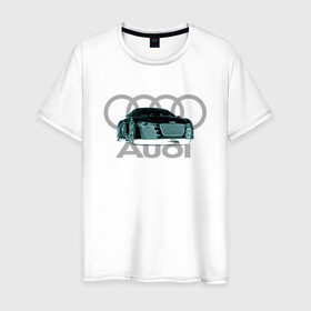Мужская футболка хлопок с принтом Audi в городе Новоалтайск, 100% хлопок | прямой крой, круглый вырез горловины, длина до линии бедер, слегка спущенное плечо. | audi | auto | sport | авто | автомобили | автомобиль | автомобильные | бренд | внедорожники | легковые | марка | спорт