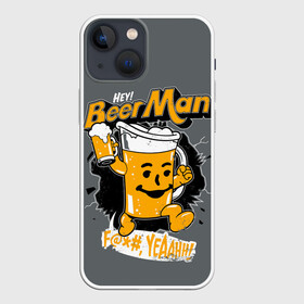 Чехол для iPhone 13 mini с принтом BEER MAN в городе Новоалтайск,  |  | Тематика изображения на принте: alcochol | beer | comics | drink | man | комикс | напитки | пенное | прикол | рисунок | шутка