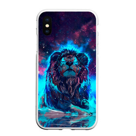 Чехол для iPhone XS Max матовый с принтом СИЯЮЩИЙ ЛЕВ в городе Новоалтайск, Силикон | Область печати: задняя сторона чехла, без боковых панелей | beast | cosmos | king | lion | neon | night | sky | stars | звезды | зодиак | космос | лев | небо | ночь | прайд | хищник | царь
