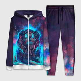 Женский костюм 3D с принтом СИЯЮЩИЙ ЛЕВ в городе Новоалтайск,  |  | beast | cosmos | king | lion | neon | night | sky | stars | звезды | зодиак | космос | лев | небо | ночь | прайд | хищник | царь