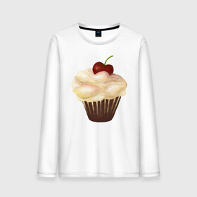 Мужской лонгслив хлопок с принтом Cupcake with cherry art в городе Новоалтайск, 100% хлопок |  | art | cherry | cooking | cupcake | vypichka | yummy | арт | вишня | вкусняшка | выпичка | кекс | кулинария
