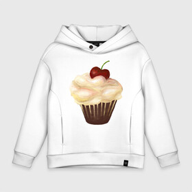 Детское худи Oversize хлопок с принтом Cupcake with cherry art в городе Новоалтайск, френч-терри — 70% хлопок, 30% полиэстер. Мягкий теплый начес внутри —100% хлопок | боковые карманы, эластичные манжеты и нижняя кромка, капюшон на магнитной кнопке | art | cherry | cooking | cupcake | vypichka | yummy | арт | вишня | вкусняшка | выпичка | кекс | кулинария