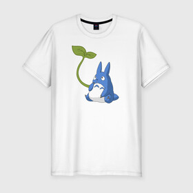 Мужская футболка хлопок Slim с принтом Chibi blue totoro в городе Новоалтайск, 92% хлопок, 8% лайкра | приталенный силуэт, круглый вырез ворота, длина до линии бедра, короткий рукав | anime | chibi | hayao | miyazaki | neighbor | totoro | аниме | миядзаки | сосед | тоторо | хаяо | чиби