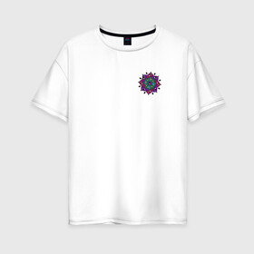 Женская футболка хлопок Oversize с принтом Eyeflower dark в городе Новоалтайск, 100% хлопок | свободный крой, круглый ворот, спущенный рукав, длина до линии бедер
 | глаза | иллюстрация | рисунок | узор | цветы